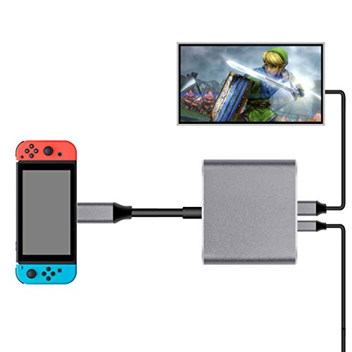 Nintendo Switch Type-C to HDMI変換アダプタ 3in1 ニンテンドー スイッチドック 代わり品 熱対策 映像変換 4K解像度 スイッチ ドックセット HDMI変換アダプタ Macbook Chromebook Android適用