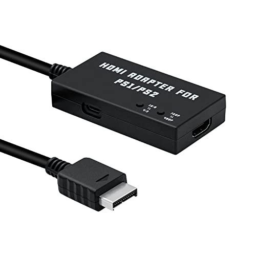 Mcbazel PS1/PS2専用 HDTVからHDMI変換アダプターケーブル スイッチ内蔵4:3から16:9変換可能 HDMI変換接続コンバーター-PS/PS2対応-ブラック